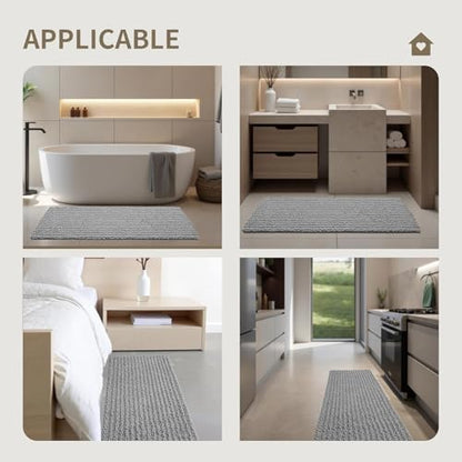 Toilet Rugs U-Shaped Mat 24x24, Contour Bathroom Mat - Ultra Soft & Absorbent Chenille, Quick-Dry, Machine Washable with Non Slip Barrier Backing, Grey - color: Grey, size: 24" X 24"(Toilet Rug)