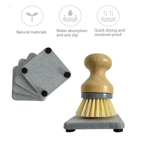 NiuYichee 4PCS Water Absorbent Stone Coasters, Quick-Drying Diatomite Soap Dish, Stone Soap Trays for Kitchen & Bathroom Sink, 3.15 x 3.15in, Grey - color: Grey