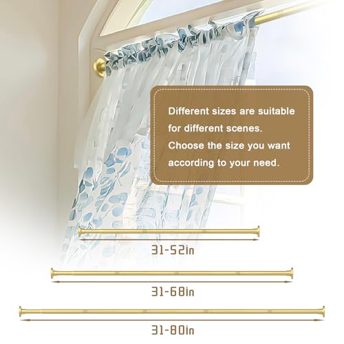 GXOACKJ Gold Shower Curtain Rods - 31-68 Inch Spring Tension Shower Rods for Bathroom, Adjustable, No Drilling, No Rust, Stainless Steel - color: Gold, size: 31-68