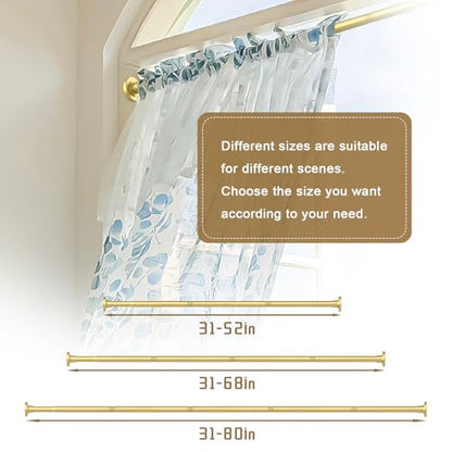 GXOACKJ Gold Shower Curtain Rods - 31-68 Inch Spring Tension Shower Rods for Bathroom, Adjustable, No Drilling, No Rust, Stainless Steel - color: Gold, size: 31-68