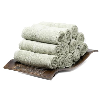 Mosobam Turkish Washcloths, 12 Pack, 13 x 13 in, 700 GSM, Seagrass Green | 12 washcloth face towels, 13 x 13 in, 700 GSM bamboo-viscose and Turkish cotton blend, plush, absorbent and woven in Turkey - color: Seagrass Green, size: Washcloths, Set of 12