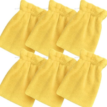 VOOVA & MOVAS Shower Mitts 6 Pack Solid Yellow,European Style with Loop | Body Wash Gloves, Gentle Texture, Durable Cotton Fabric, Ideal for Face Care, Shower and Home Use. - color: Yellow, size: 6PC Bath Mitts