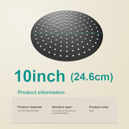 All Metal Rain Shower Head - Heavy Duty Stainless Steel, Easy Install, High Water Flow, Ultra-Thin Modern Design for Bathroom (D-Matte Black, 10)（BNW0088） - color: D-Matte Black, size: 10