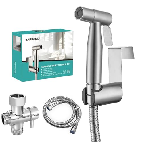 BARROCK Bidet Sprayer for Toilet, Handheld Jet Spray for Existing Toilets with Bidet Hose, Adjustable Water Pressure Muslim Shower, Stainless Steel Cloth Diaper/Feminine Wash Sprayer Brushed Nickel - color: Brushed Nickel