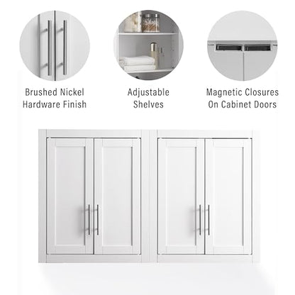 Crosley Furniture Savannah 2-Piece Wall Kitchen Storage Cabinet, Cabinets for Laundry, Bathroom, White - color: White, style: 2-Piece Bathroom Cabinet