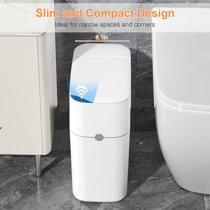 MUEE Rechargeable Touchless Trash Can with Lid | Touchless Open for Makeup & Skincare, Keeps Beauty Waste Hidden