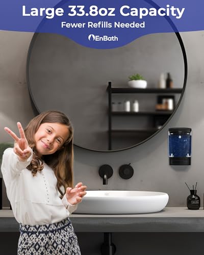 Commercial Soap Dispenser Wall Mount for Bathroom (2-Pack), Wall Mounted Hand Soap/Sanitizer Dispenser for Home or Business (Black), by EnBath - color: Black