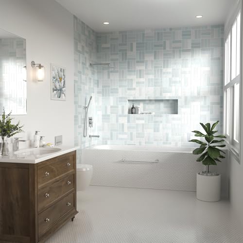 Lava Odoro Modern 3-Setting Square Shower and Tub Faucet Set with Shower Head and Handheld Sprayer Chrome, Rainfall Shower System with Tub Spout, Shower Valve Trim Kit, Chrome, SF103-C-T - color: Chrome, style: With Tub Spout