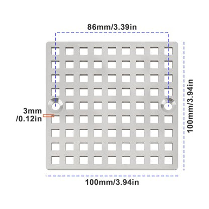 4" Shower Drain Cover Brushed 304 Stainless Steel Square Shower Drain Strainer Grid for Bathroom Floor Kitchen and More