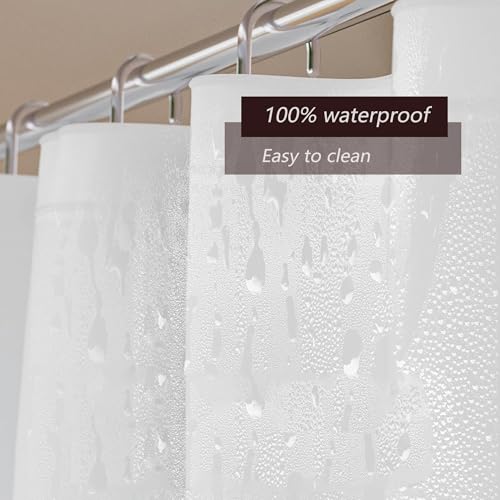 TIKABC Shower Curtain Liner, 4G PEVA Shower Liner, Plastic Waterproof Shower Curtains, with Grommet Holes and 3 Magnetic Weights(White) - color: White