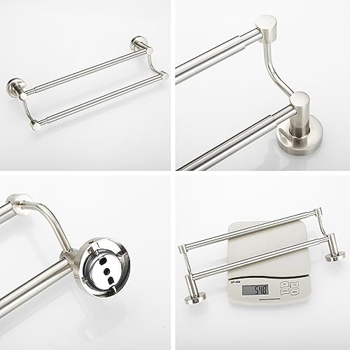 Double Towel Bar Towel Rack for Bathroom Wall Mounted Brushed Nickel | Adjustable 16-26 In,Wall Mounted Towel Holder, Stainless Steel, Rustproof, Towel Bar Rod Hanger Hardware Accessories Hotel - color: Brushed Nickel