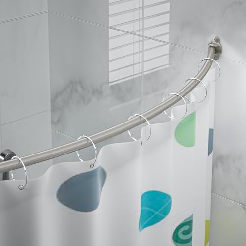 Curved Shower Curtain Rod, Adjustable 40-72 Inches, Nickel | Easy Installation, Rust proof, Expandable Curved Shower Rods for Bathroom, Need to Drill - color: Brush Nickel