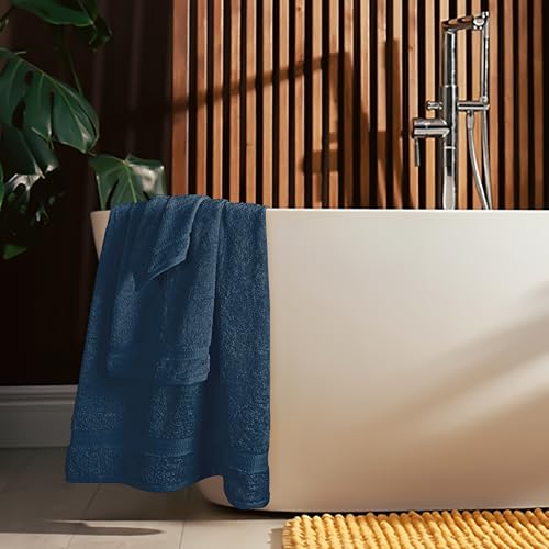 MyOwn 6 Piece Towel Set, 100% Combed Cotton - 2 Bath Towels, 2 Hand Towels, 2 Wash Cloths - 500 GSM Luxury Hotel Quality Ultra Soft Highly Absorbent Towel Set for Bathroom - Mineral Blue - color: Mineral Blue