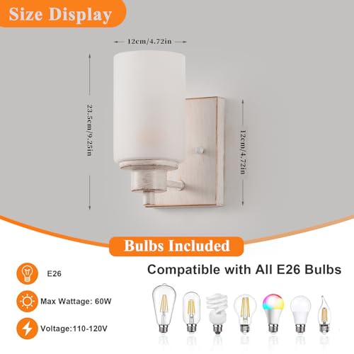 2 Pack Bath Vanity Light Fixture, Modern Indoor Wall Scone Lighting with Opal White Glass Shade, White Gold Wall Lamps - color: White Gold, size: 2 Pack