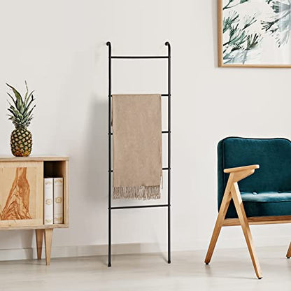 Blanket Ladder Black Towel Ladder for Bathroom Metal Blanket Rack for Living Room - color: Black