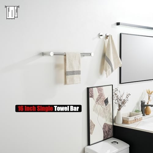 JQK Towel Bar Chrome, 18.5 Inch 304 Stainless Steel Thicken 0.8mm 2 Pieces Towel Rack Bathroom Wall Mount, Useable Length 16 Inch, TB610L16-CH - color: Polished Steel, size: 16.5 Inch