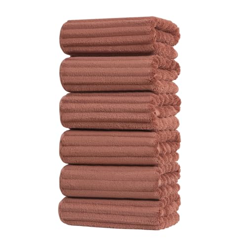ZVH Hand Towels for Bathroom 6pcs 14X29.5inch,Quick Dry Microfiber,Super Soft,Hand Towels with Hanging Loops for Spa,Kitchen,Hotel (Brick red, Set of 6) - color: Brick Red