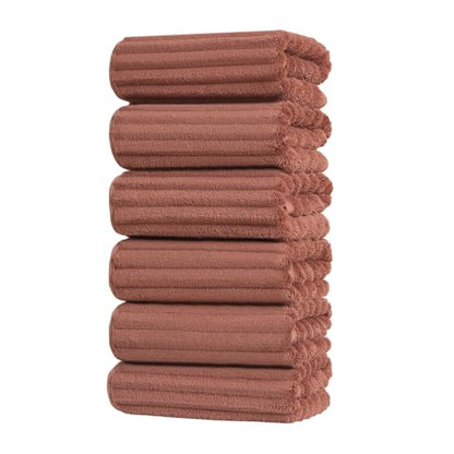 ZVH Hand Towels for Bathroom 6pcs 14X29.5inch,Quick Dry Microfiber,Super Soft,Hand Towels with Hanging Loops for Spa,Kitchen,Hotel (Brick red, Set of 6) - color: Brick Red