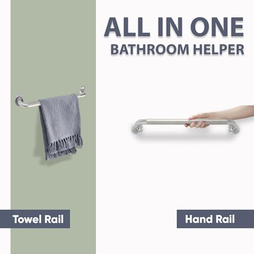Grab Bar for Bathtub Shower - 1.5" Dia. / Stairs Bed Toilet Bathroom / Stand Assist & Safety Handrail / 304 Stainless Steel / Knurled Grip / 30" - color: Stainless Steel, size: 30 in. Knurled Grip