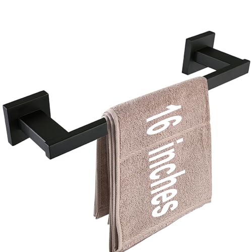 LANC Black Towel Bar for Bathroom Wall Mounted, 16-Inch Matte Black Bath Towel Rack, 304 Stainless Steel Towel Rod for Hotel Bathroom Hardware, Modern Towel Holder Towel Hanger, A9010MB-L4 - color: Matte Black, size: 16"