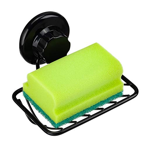 Super Powerful Vacuum Suction Cup Shower Soap Dish - Strong Rustproof Stainless Steel Soap Saver Sponge Holder for Bathroom & Kitchen Sink, Black - color: Black