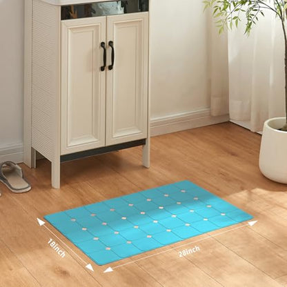 Bathtub Mat Non Slip Silicone Soft Odorless Bath Mat No Suction Cups for Refinished,Textured and Reglazed Tub Shower Mats Non-Slip 18 X 28Inch Blue - color: Blue