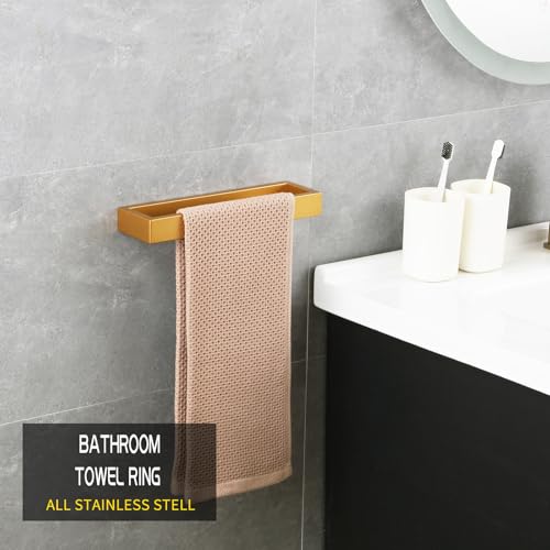 GERZWY Gold Stainless Steel Towel Holder Towel Hanger Towel Ring for Bathroom Lavatory Wall Mount Contemporary Style - color: Champagne Gold