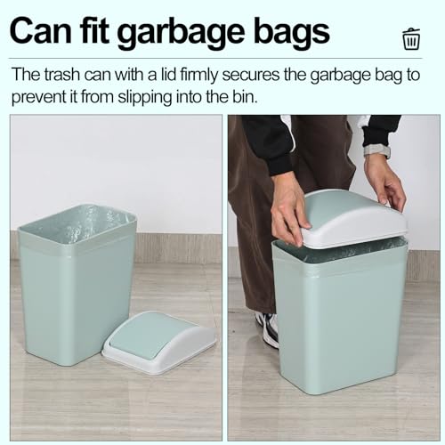 4.2 Gallon Compact Plastic Bathroom Trash Can (Green) | Swing Kitchen Garbage Bin, Space-Saving Design for Home, Bedroom, Office - color: Green