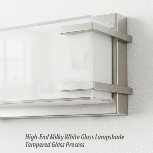 URSOLA LED Bathroom Light Fixture Over Mirror 32" Vanity Light with Milky White Lampshade 4000K Daylight Brushed Nickel Bath Bar (Brushed Nickel) - color: Brushed Nickel, size: 32inch