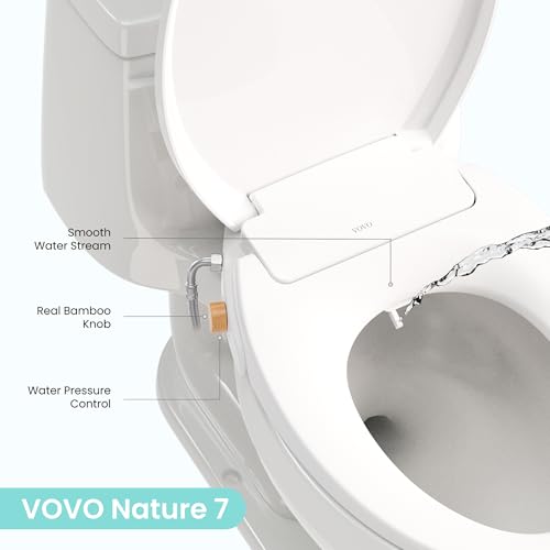 VOVO Nature 7 Non-electric Bidet Toilet Seat, Fits Elongated Toilets, Ambient Water Temperature, Easy Installation - White - size: Nature 7 (Elongated)