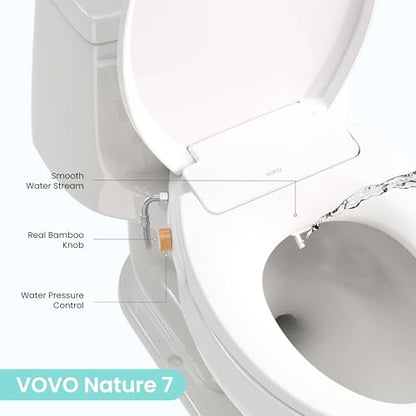 VOVO Nature 8 Non-electric Bidet Toilet Seat, Fits Round Toilets, Ambient Water Temperature, Easy Installation - White - size: Nature 8 (Round)