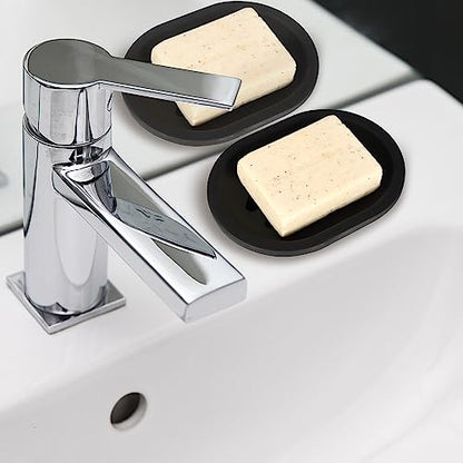 Topsky Soap Dish for Shower, 4pcs Dishes with Drip Tray, Bar Holder with Drain for Kitchen Sink, Keeps Soap Dry, Black - color: Black 4pcs