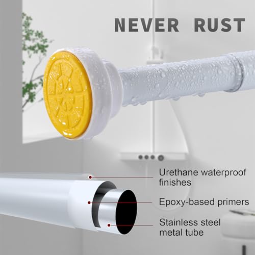 Thestoa White Shower Curtain Rod Adjustable 43-78 inch, 1"Diameter Spring Tension Curtain Rod No Drill, Anti-Rust Non-Slip Shower Rod, White Shower Rod for Bathroom Tension - color: White, size: 43"- 78"