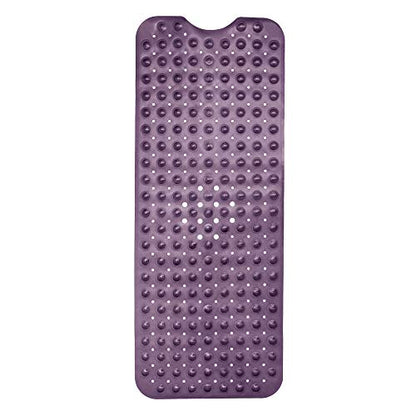 ENKOSI Non-Slip Bath & Shower Mat 40x16 Extra Long, Suction & Drain Holes | Purple color; Durable PVC; 40x16 in, Purple - color: Purple