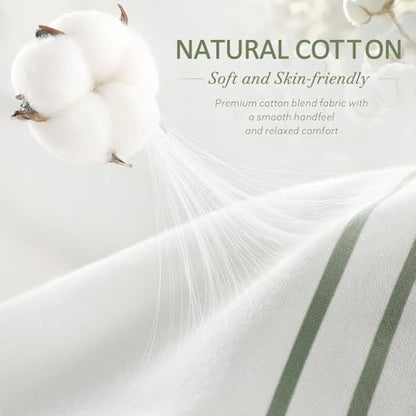 Sage Green Boho Cotton Striped Shower Curtain with Tassel 72"W X 84"L | Extra Long Boho Farmhouse Shower Curtains for Bathroom with Soft Cotton Feel - color: Sage Green, size: 72"W x 84"L