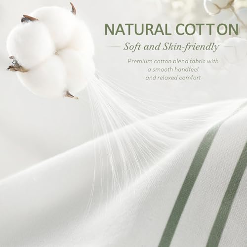 Sage Green Boho Cotton Striped Shower Curtain with Tassel 72"W X 78"L | Long Boho Farmhouse Shower Curtains for Bathroom with Soft Cotton Feel - color: Sage Green, size: 72"W x 78"L