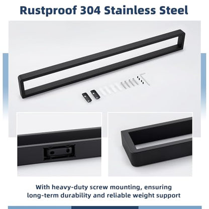Matte Black 22.8" Bath Towel Bar, Rustproof 304 Stainless Steel | Rust-resistant for Bathroom, Shower, Vanity, Kitchen, Low Profile Towel Holder, Heavy Duty Hang, Stable Drilling Wall Mounted - color: Matte Black