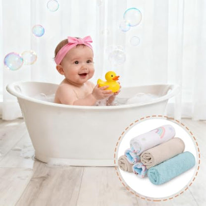 Baby Washcloths, 24Pack Baby Wash Cloths Extra Soft & Ultra Absorbent, Baby Towels and Washcloths Face Towels for Unisex Boys Girls Body, Washclothes Gentle on Sensitive Skin, 9x9 Elephants & Giraffes - color: Elephants & Giraffes