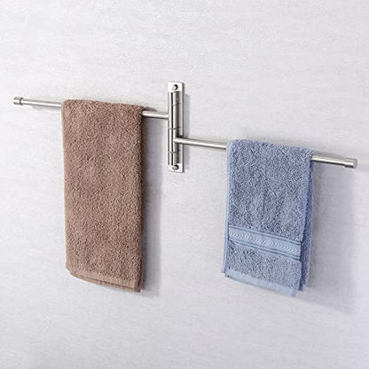KES Bathroom Towel Bar 13.8 Inch, Swing Out 2-Arm, Wall Mounted | Holder, SUS304 Stainless Steel Brushed Finish, A2102S2-2 - color: Brushed Finish, size: 13.8-Inch (2 Bars)