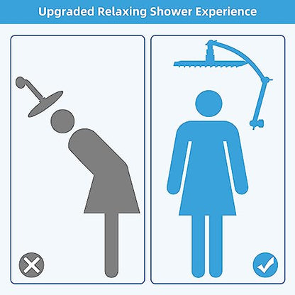 Hibbent All Metal 16'' Shower Head Extension Arm, Matte Black | Solid Brass Adjustable Shower Arm with Lock Joint, Flexible Height & Angle, Universal Connection Shower Head Extender - color: Matte Black, size: 16 Inch