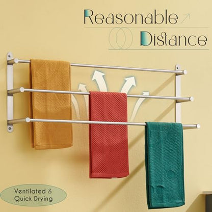 KOKOSIRI Bath Towel Bars 32'' Bathroom 3-Tiers Ladder Towel Rack Wall Mount Towels Shelves Stainless Steel, Brushed Nickel, B5002BR-L32 - color: Brushed, size: 32-Inch