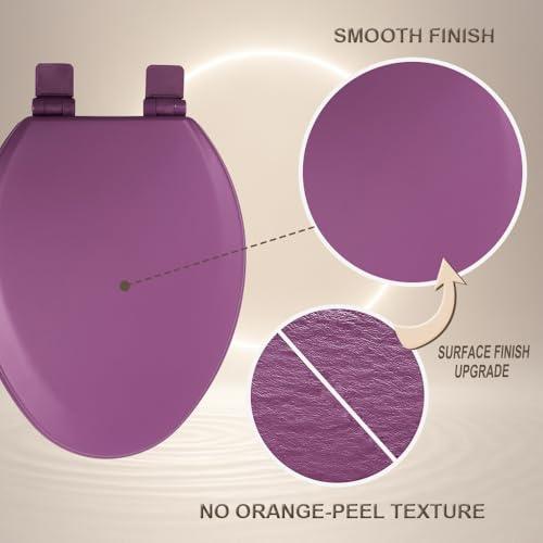 Toilet Seat, Slow Close, Soft Touch, Ultra-Smooth Matte Finish (No Orange-Peel Texture), Premium Moulded Wood, Quick Release, PIKLiDS (Purple, Elongated) - color: Purple, size: Elongated