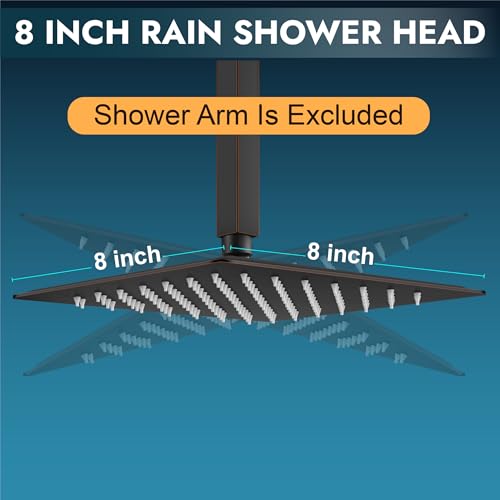 Midanya Square Rain Shower Head,High Pressure,Oil Rubbed Bronze 8 Inch | 360°Swivel,Ceiling or Wall Mount,Waterfall Full Body Coverage,Bathroom Remodel,Stainless Steel Large Rainfall Shower Head - color: Bronze, size: 8 Inch