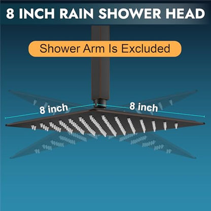 Midanya Square Rain Shower Head,High Pressure,Oil Rubbed Bronze 8 Inch | 360°Swivel,Ceiling or Wall Mount,Waterfall Full Body Coverage,Bathroom Remodel,Stainless Steel Large Rainfall Shower Head - color: Bronze, size: 8 Inch