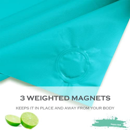 Aqua Blue Plastic Shower Curtain Or Liner, 72x72 Inch Lightweight Teal Blue Plastic Bathroom Shower Showroom Inner Curtain with Rustproof Metal Grommet Holes and Weighted Magnets - color: D05-aqua, size: 72"W x 72"L (Pack of 1)