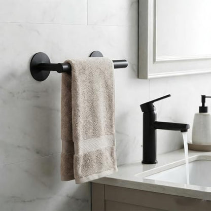 9" 3M Self Adhesive Matte Black Hand Towel Holder, No Drill Small Bathroom 304SS Towel Bar - color: Matte Black, size: 9 Inch