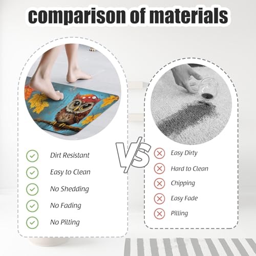 Bathroom Runner Mat Rugs Long,Cartoon Owl Mushroom Autumn Maple Leaves Diatomite Stone Bath Mat Large Absorbent Diatomaceous Earth Mat Non Slip Fast Dry Shower Mat Bathroom Rugs Floor Mat 16x42in - color: Design20