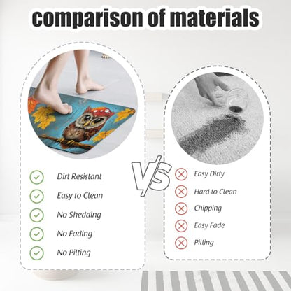 Bathroom Runner Mat Rugs Long,Cartoon Owl Mushroom Autumn Maple Leaves Diatomite Stone Bath Mat Large Absorbent Diatomaceous Earth Mat Non Slip Fast Dry Shower Mat Bathroom Rugs Floor Mat 16x42in - color: Design20