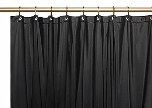 Elegant Heavy Duty Vinyl Shower Curtain Liner with 12 Metal Grommets Black - color: Black