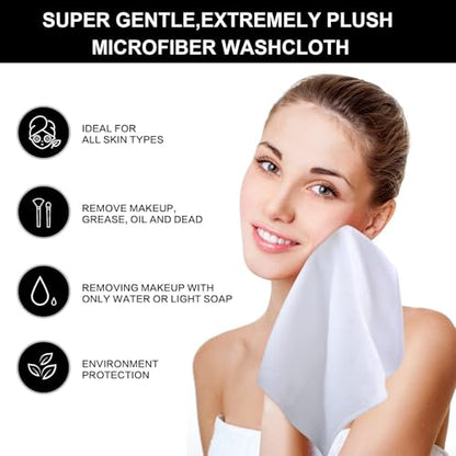 Microfiber Facial Cloths Fast Drying Washcloth 12inch x 12inch White 20 pack - color: White, size: 1 Count (Pack of 20)